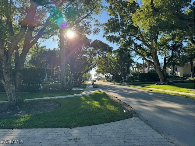 view of road featuring sidewalks