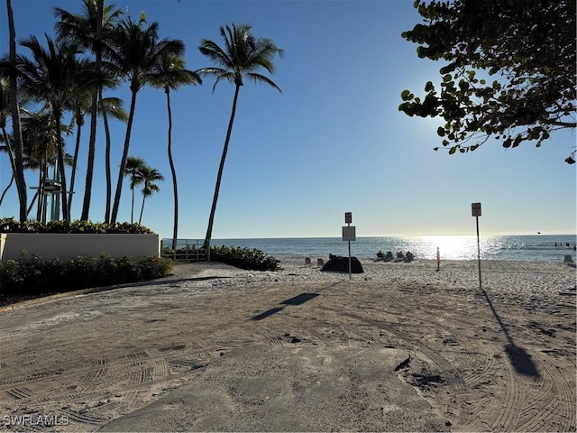 exterior space with a view of the beach