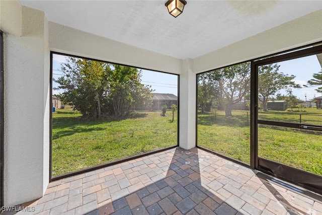 view of unfurnished sunroom