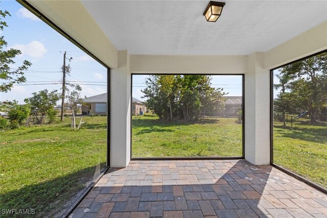 view of unfurnished sunroom