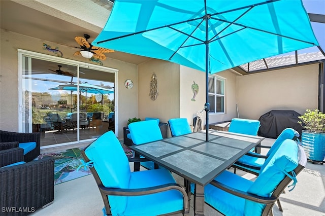 view of patio / terrace featuring area for grilling and outdoor dining area