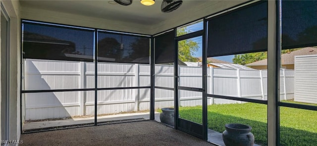 view of unfurnished sunroom