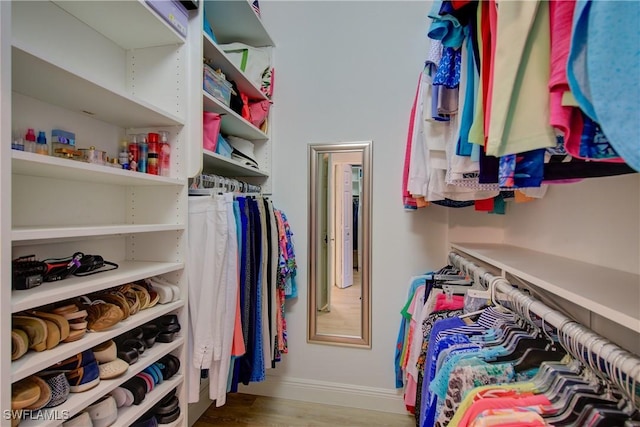 spacious closet with wood finished floors