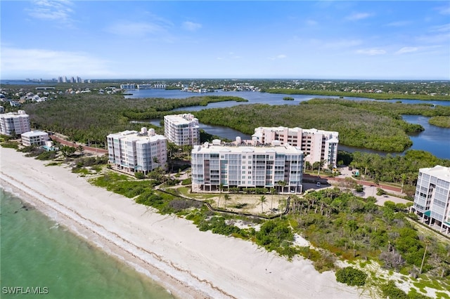 aerial view with a water view and a view of city