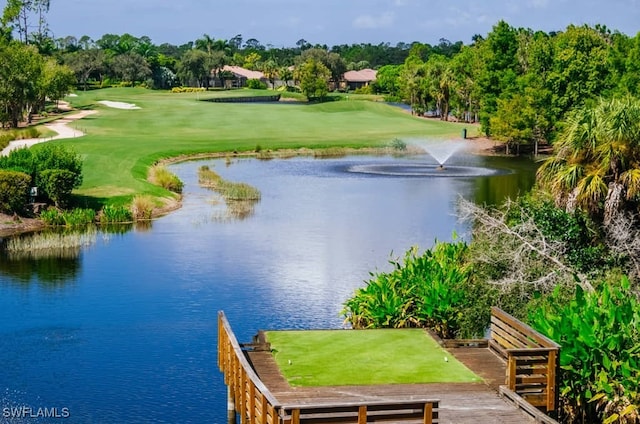 view of water feature with view of golf course