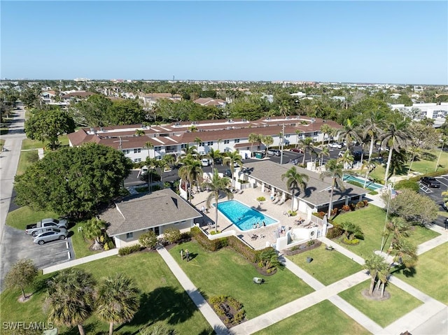 drone / aerial view with a residential view