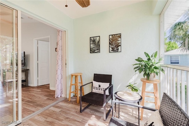 living area with light wood finished floors