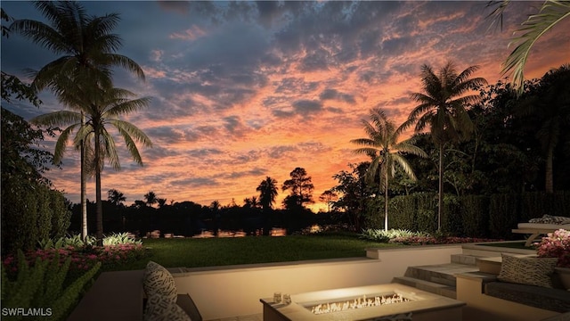 exterior space featuring a fire pit