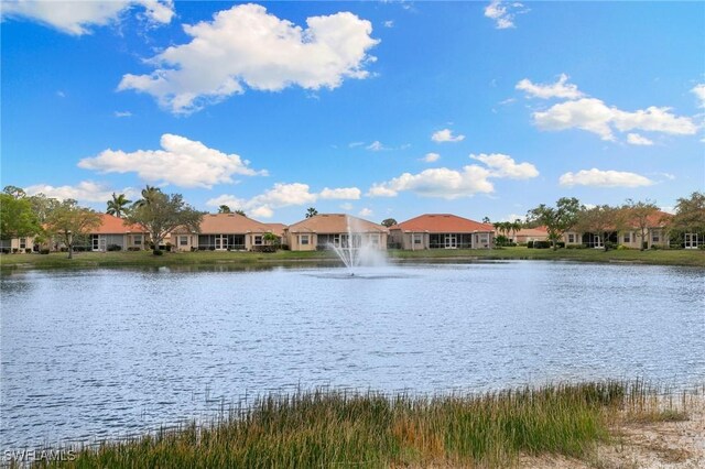 view of water feature with a residential view