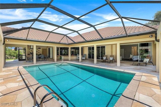 3311 Creekview Dr, Bonita Springs, FL 34134 - outdoor pool featuring a patio, outdoor dining area, and a lanai
