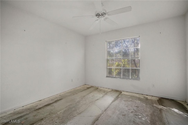 spare room featuring ceiling fan