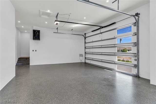 garage with a garage door opener