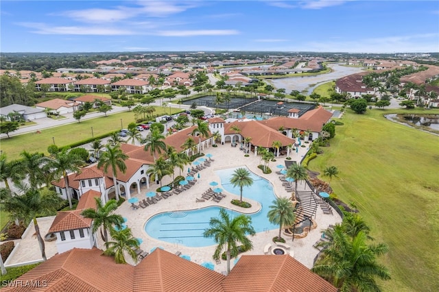 aerial view with a residential view