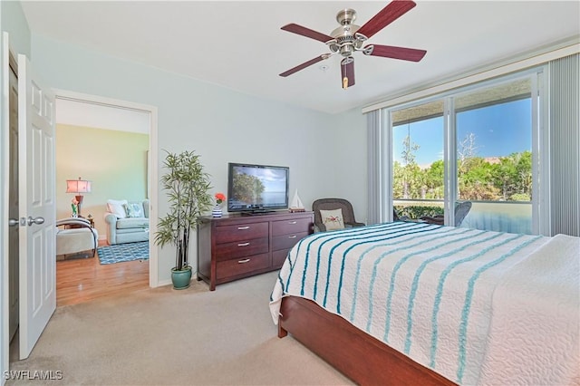 bedroom with carpet flooring and ceiling fan