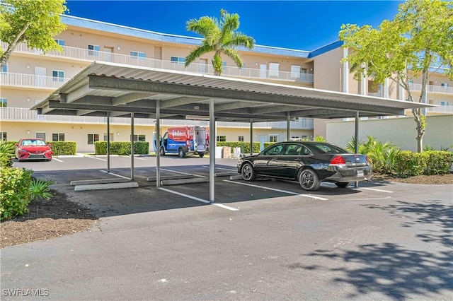 view of covered parking lot