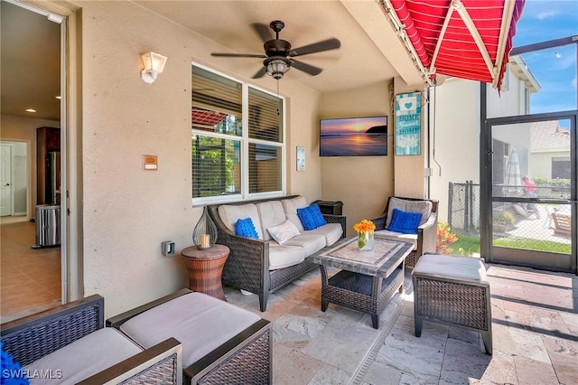 view of patio / terrace featuring outdoor lounge area and ceiling fan