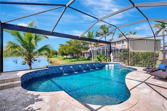 pool featuring a patio area and a lanai