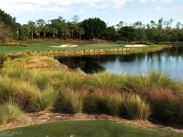 property view of water featuring golf course view