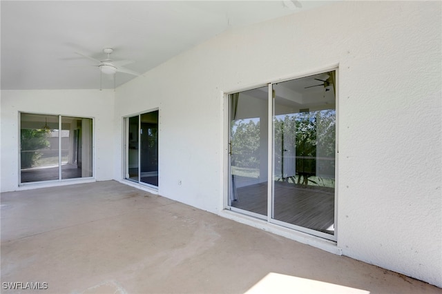 view of patio / terrace featuring ceiling fan