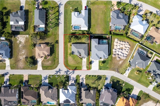 aerial view with a residential view