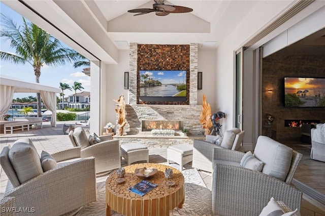 view of patio / terrace featuring an outdoor hangout area and ceiling fan