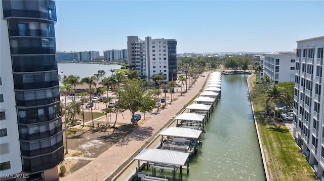 property view of water with a city view