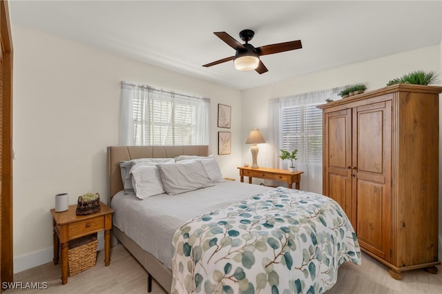 bedroom featuring baseboards and ceiling fan