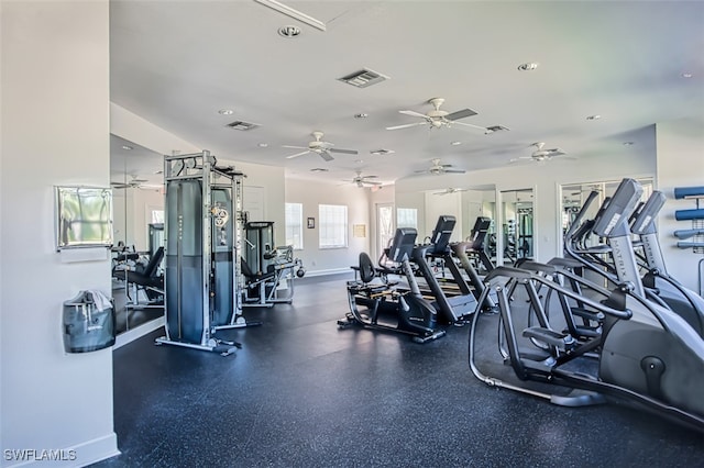 gym with visible vents and baseboards