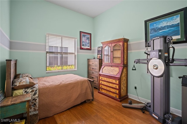 bedroom featuring wood finished floors