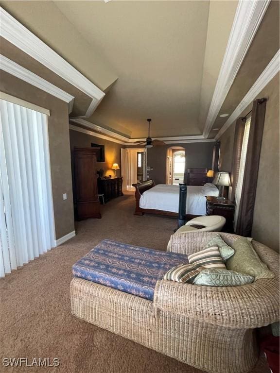 2016 El Dorado Pkwy W, Cape Coral, FL 33914 - carpeted bedroom with a raised ceiling and ornamental molding