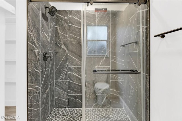 bathroom featuring a shower stall