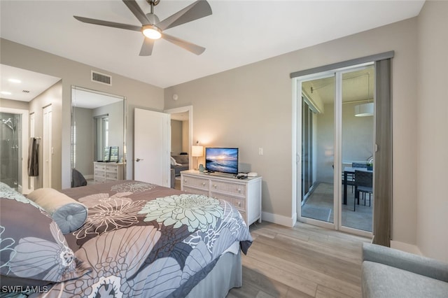 886 Tanbark Dr SW Unit 103, Naples, FL 34108 - bedroom with access to outside, light wood finished floors, baseboards, and a ceiling fan