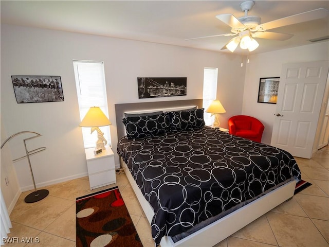 1822 SE 20th St, Cape Coral, FL 33990 - bedroom with ceiling fan, light tile patterned flooring, baseboards, and visible vents
