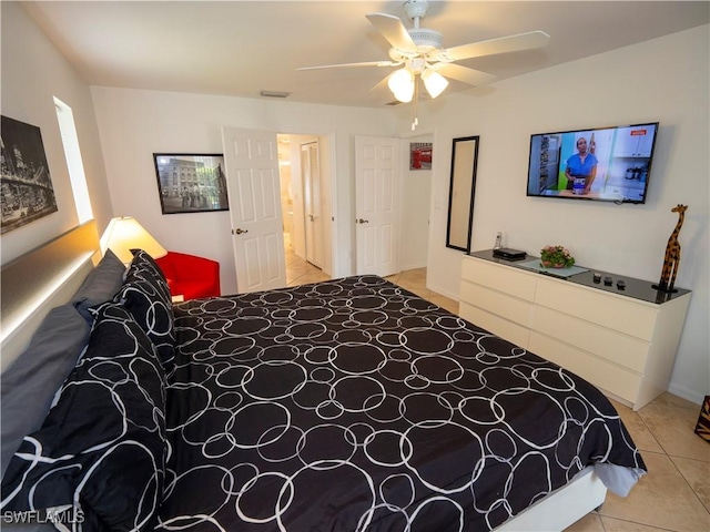 1822 SE 20th St, Cape Coral, FL 33990 - bedroom featuring visible vents, tile patterned flooring, and ceiling fan