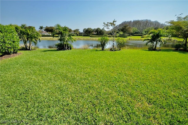 view of yard featuring a water view