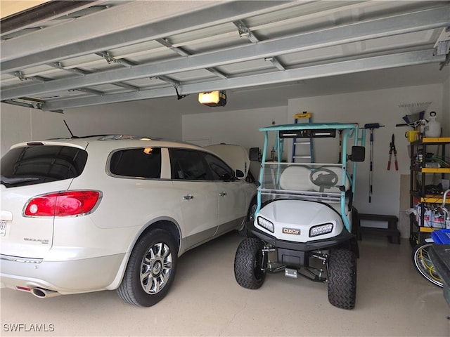 garage with a garage door opener