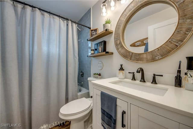 618 SE 26th St, Cape Coral, FL 33904 - full bath with toilet, shower / bathtub combination with curtain, and vanity