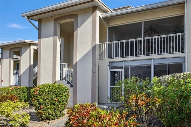 exterior space featuring stucco siding