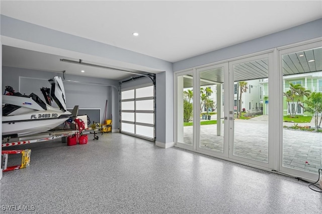 garage with recessed lighting