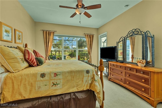 bedroom with carpet floors and ceiling fan