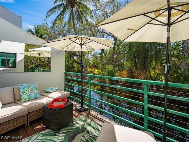 balcony featuring an outdoor living space