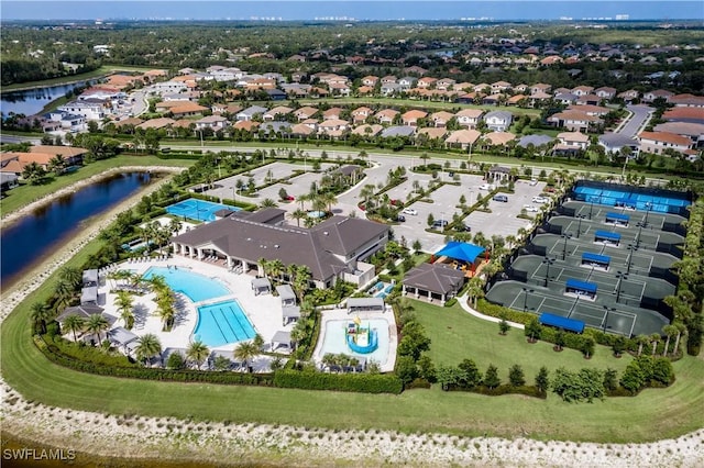 4360 Aurora St, Naples, FL 34119 - bird's eye view of a pool and a large body of water