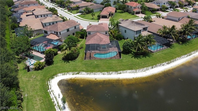4360 Aurora St, Naples, FL 34119 - aerial view of residential area featuring a pool area and a nearby body of water