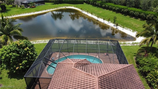 4360 Aurora St, Naples, FL 34119 - drone / aerial view of a large body of water and a pool area
