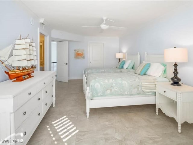 bedroom featuring ceiling fan