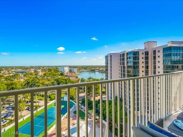 balcony with a water view