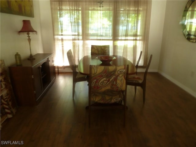 dining room featuring baseboards and dark wood-style floors