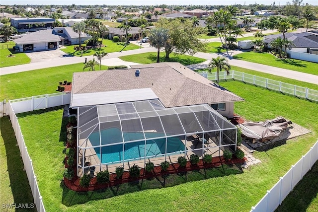 aerial view with a residential view