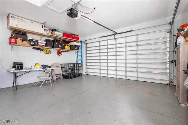 garage with a garage door opener