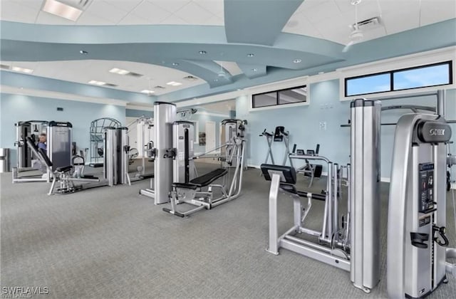 gym featuring carpet